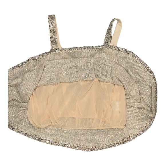 Judith March Silver Sequinned & Crystal XOXO Sleeveless Blouse Size Small - Picture 4 of 6